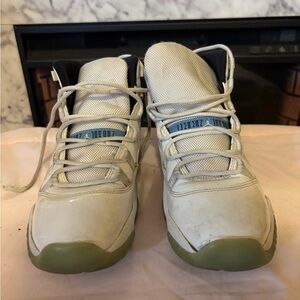 White and Blue High-Top Sneakers